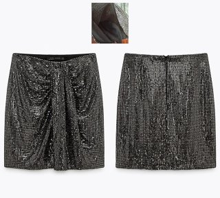 Falda de Lentejuelas Plateada Zara