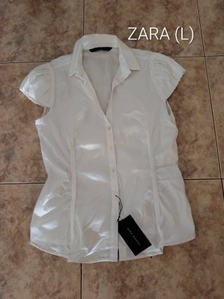 NUEVA (L) Camisa / Blusa blanca Zara Woman (Nueva