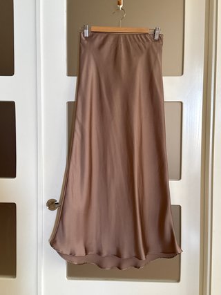 Falda Satinada Zara Marrón