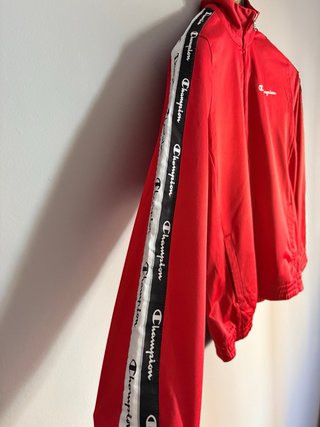 Champion Red Track Jacket with Logo Tape