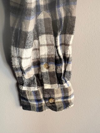 Plaid Flannel Shirt – Black, White & Blue Check