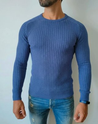 Jersey de punto Springfield azul Hombre canalé