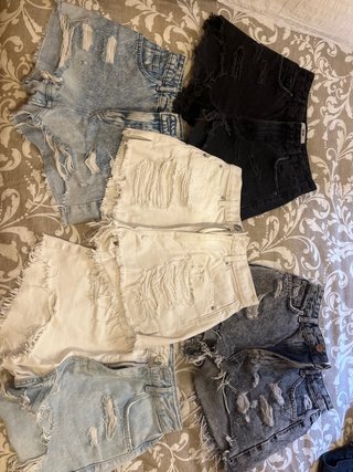 Lote 5 Pantalones Cortos Vaqueros Desgastados