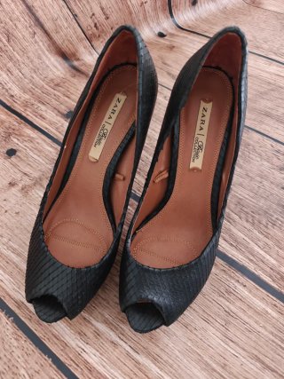 Zapatos Zara Tacón Alto Plataforma Talla 39 peep t