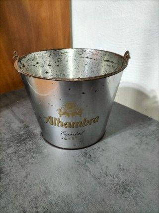 Cubo Metálico Antiguo Cervezas Alhambra