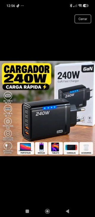 Cargador Rápido 240W GaN
