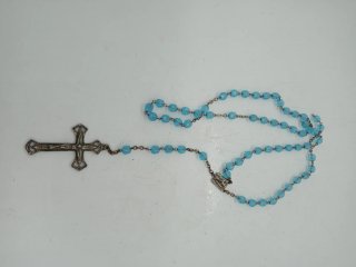 Rosario perline plastica azzurre