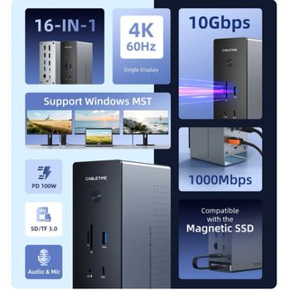 Docking Station USB-C Cabletime 16-in-1