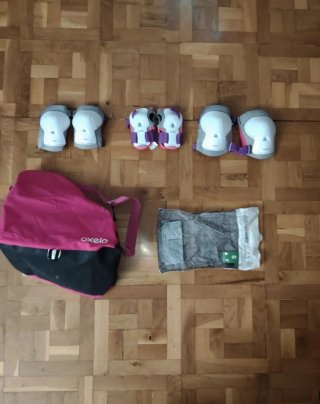 Patines Oxelo Talla 35-38 Gris y Rosa+bolsa+protec