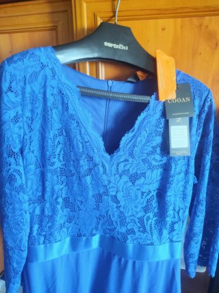 Vestido Elegante Azul de Encaje, talla M-L