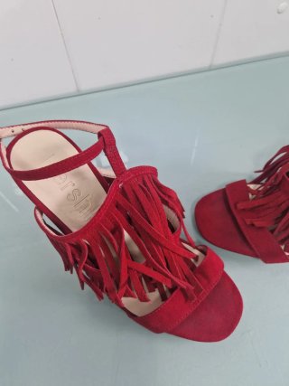 Sandalias Bershka Ante Rojo Talla 38