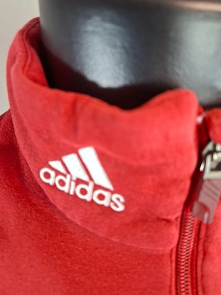 Sudadera vintage Adidas roja con cremallera y 3 ba