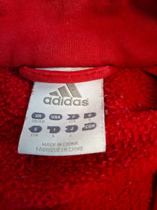 Sudadera vintage Adidas roja con cremallera y 3 ba