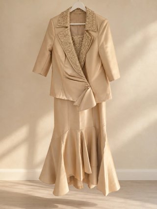 Conjunto de Vestido y Chaqueta para Invitada