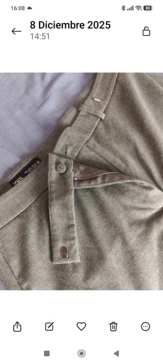 Zara Pantalón Gris Corte Recto
