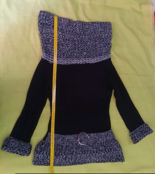Suéter Hombros Descubiertos Negro y Gris