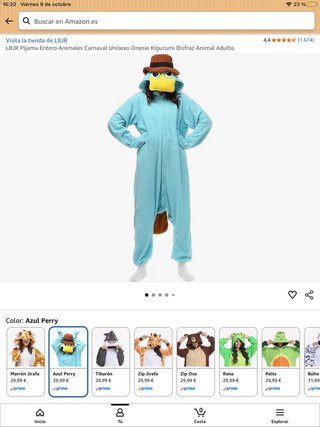Disfraz Pijama Entero Perry el Ornitorrinco