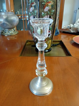 Candeliere in cristallo e argento 800
