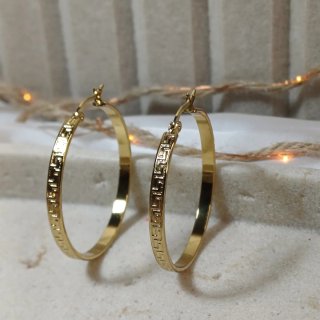 Aros Grandes con Greca Chapados en Oro 18k