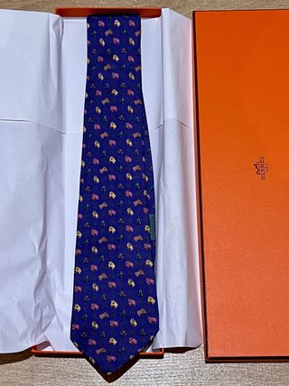 Corbata Hermes Azul Multicolor Caballos