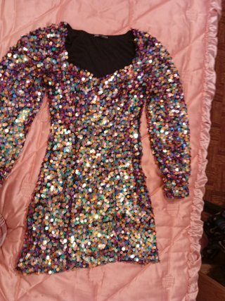 Vestido lentejuelas manga larga