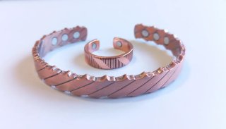 Pulsera y Anillo de Cobre con Imanes