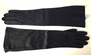 Guantes Largos de Cuero Negros Talla 7,5
