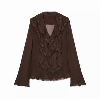 Blusa Zara Marrón con Volantes