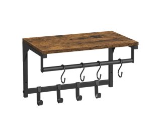 VASAGLE Perchero de Pared con Estante 8 Ganchos