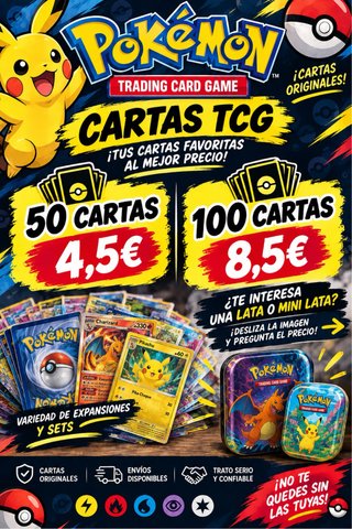 Cartas Pokémon TCG y Latas Originales