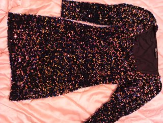 Vestido lentejuelas Zara negro multicolor XS
