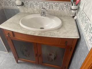 Mueble baño y espejo madera