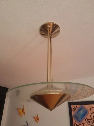 Lámpara de Techo en Cristal y Latón