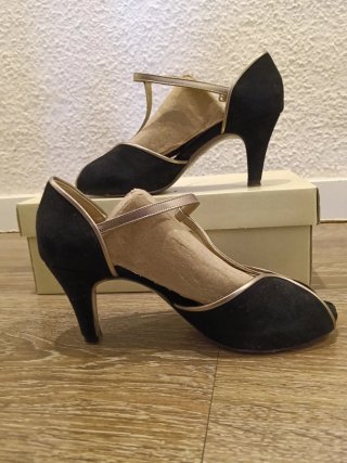 Zapatos J. Mendizabal Piel T-37 Negro/Dorado