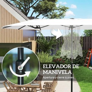 Ombrellone Doppio da Giardino 4,6x2,6m UV50+ Bianco