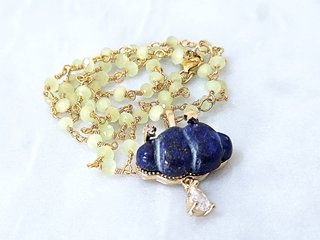 Girocollo: argento 925, lapis, quarzo calcedonio