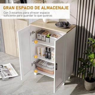 Mueble Auxiliar 2 Puertas Estante Ajustable Blanco