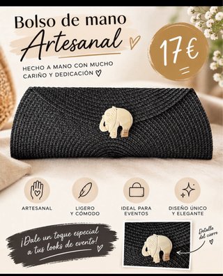 Bolso de fiesta artesanal en gris