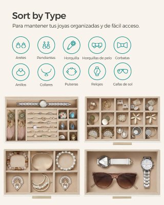 Joyero 4 Niveles 3 Cajones Songmics JBC161W01