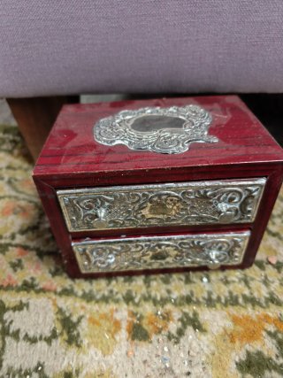 Mini Joyero Vintage de Madera y plateado