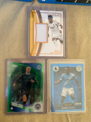Lote 3 Cartas Fútbol: Haaland, Vini Jr, Doku