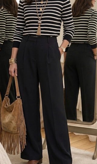 Pantalón de Vestir Wide Leg Negro Talla XS
