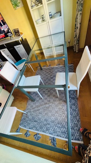 Mesa de comedor cristal y metal