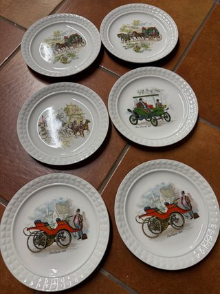 Lote 6 Platos Vintage Pontesa Coches y Carruajes