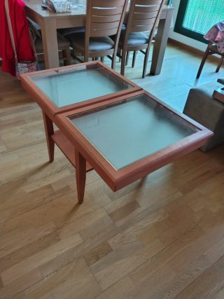 Mesa auxiliar plegable madera y cristal