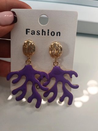 Pendientes Coral Morado y Dorado