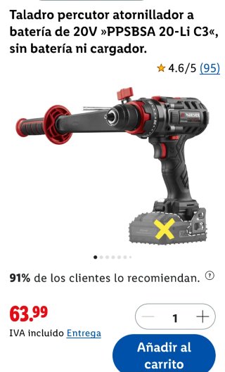 Taladro Percutor Parkside 20V PPSBSA