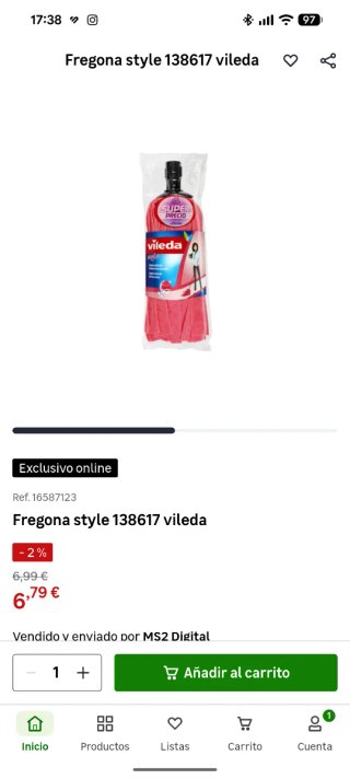 Cubo de fregona Vileda con 2 recambios
