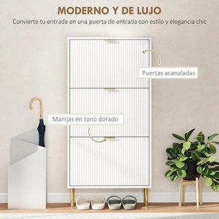 Zapatero Estrecho 3 Puertas 18 Pares Blanco