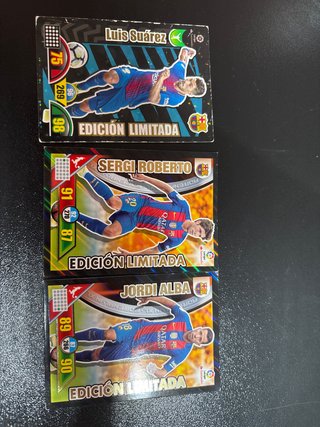 Cartas Fútbol Luis Suárez, Sergi Roberto, Jordi Al